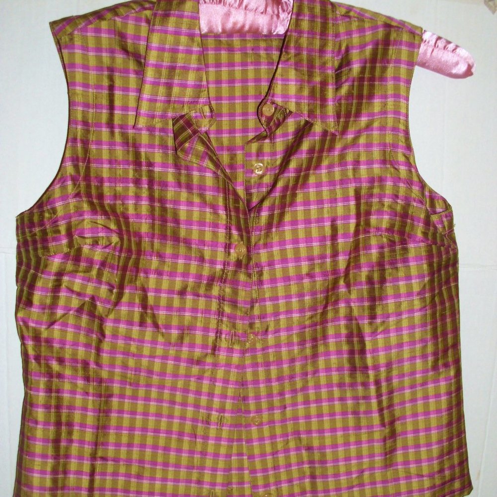 Gap Plaid Silk Vintage Sleeveless Blouse Button-down Top Size: US 6 (M)